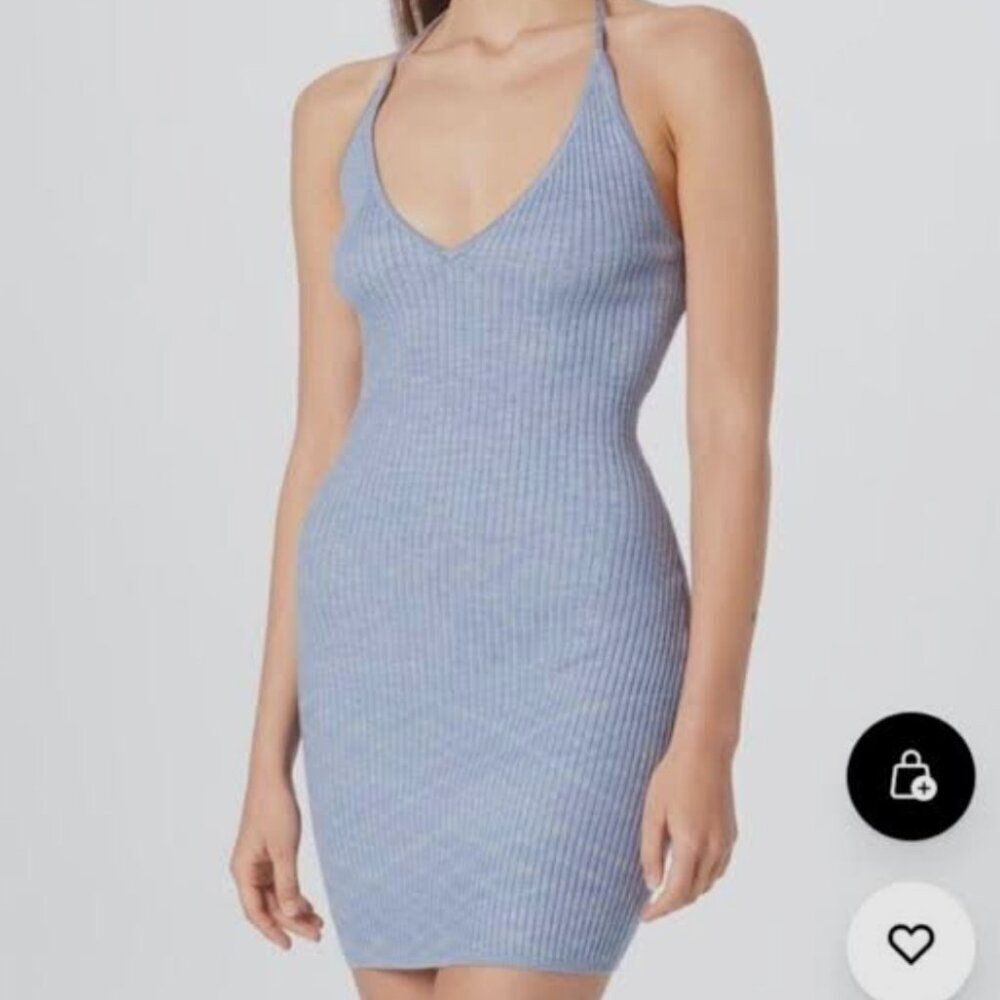 Abercrombie & Fitch Knit Halter Bodycon Dress Size S Blue Heather Stretch